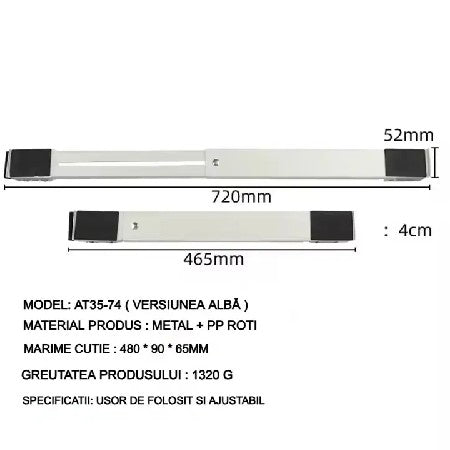 Set 2 Suporturi cu Roți pentru Mutat și Cărat Mobilă, Extensie până la 70cm, Material Oțel